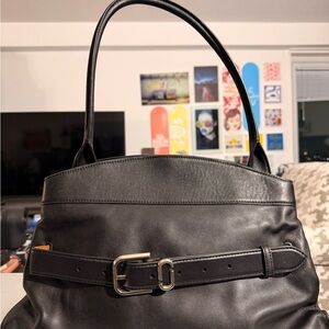 Elegant Black Leather Tote Bag